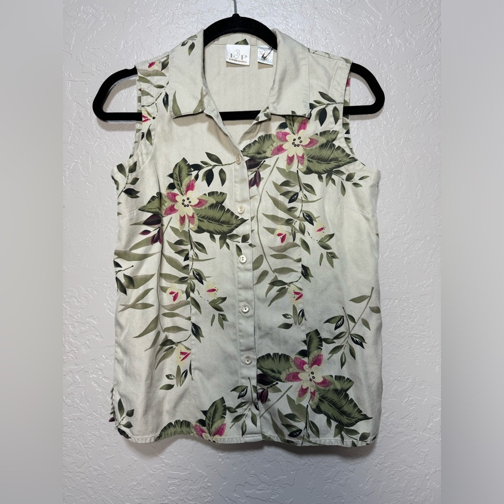 EP PRO Floral Top Sz Small Silk Golf Shirt